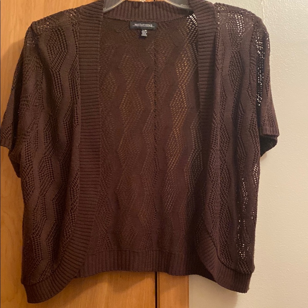 Notations purple Cardigan Open-Knit Sweater